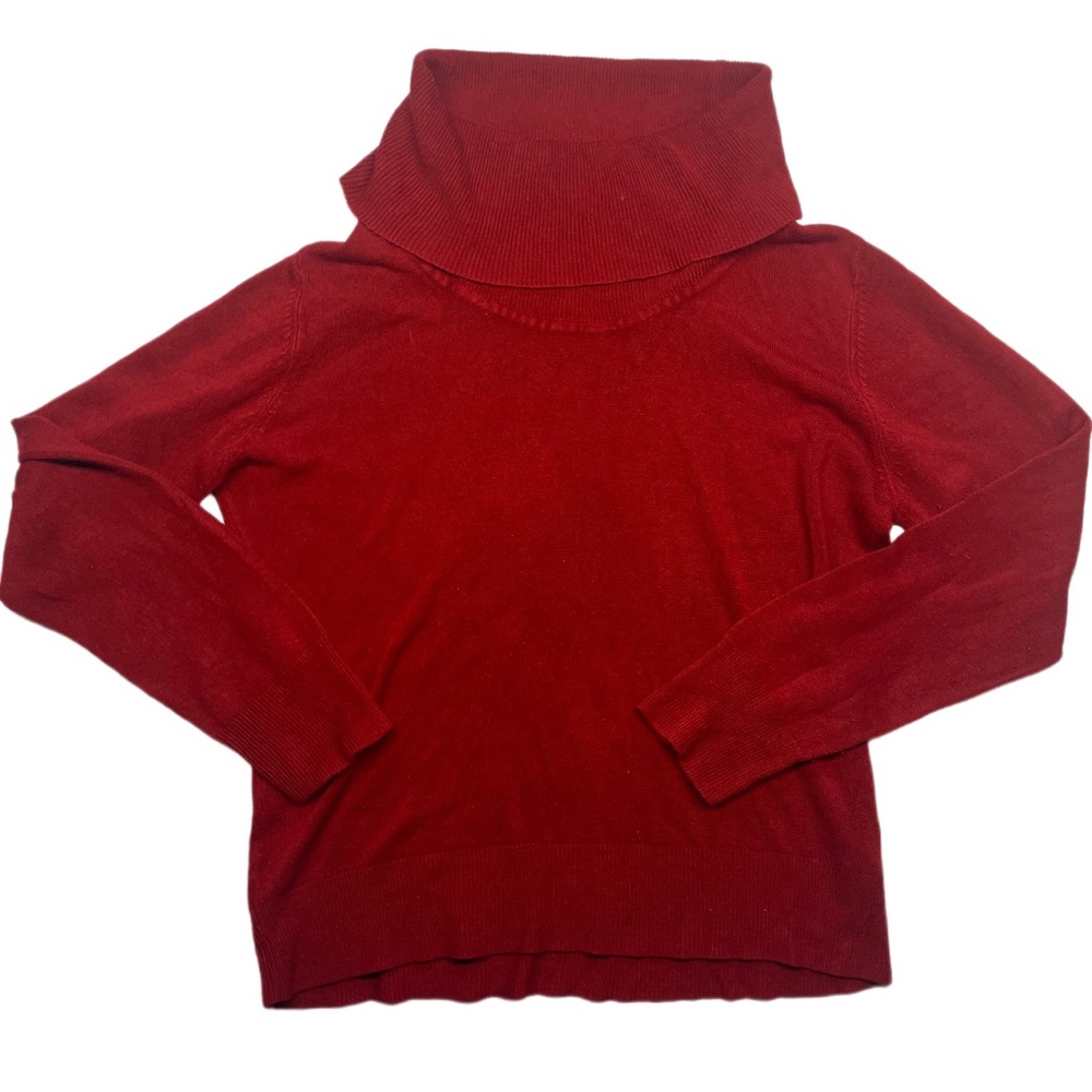 Effeci size 1X all red folded cowl turtleneck knitted sweatshirt sweater